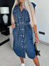 'Elara' Cap Sleeve Denim Dress - Celes Fashion